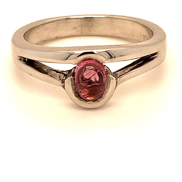 Pink Sapphire .58ct Platinum Solid Silver Ring